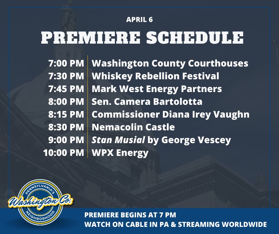 pcntv's tweet photo. 🗺️ Explore Washington County during the premiere of Pennsylvania's Neighborhood! Tonight's features include: @PAWashingtonCo, @senbartolotta, and more! 

➡️ Learn more: https://t.co/AJ27r1pi4c
#GoWashCo https://t.co/zbqhUEJVCT