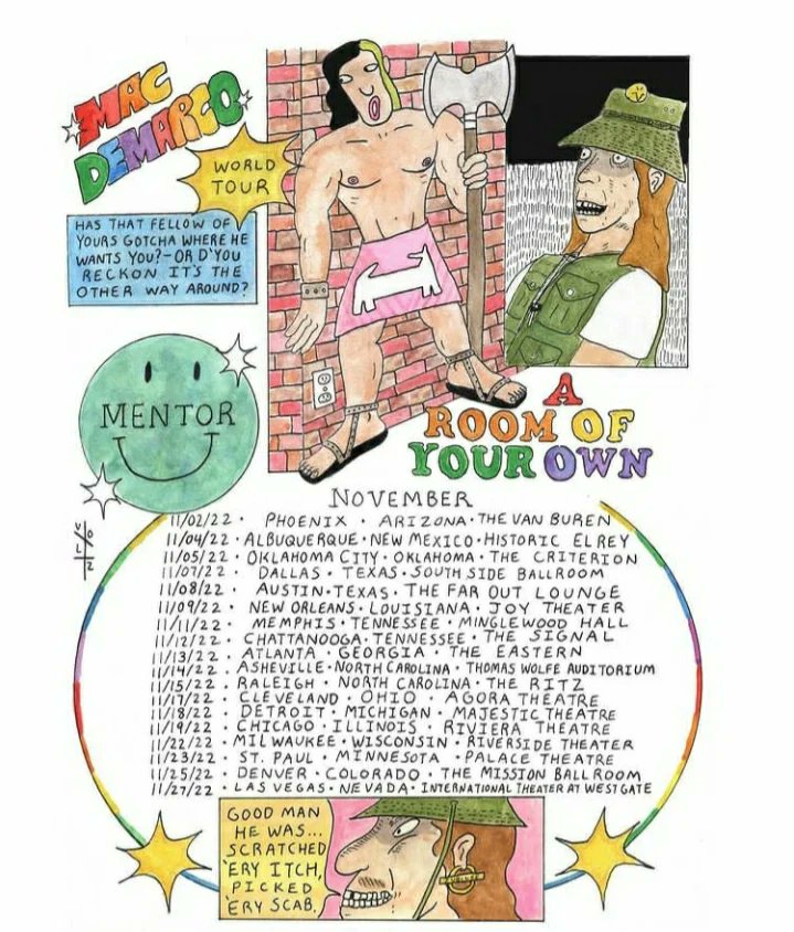 Después de mucho, Mac anuncia gira mundial la cual inicia este mes en Nueva York, y termina en noviembre, en Las Vegas.
Lastimosamente no pasaría por acá, pero a no perder los animos amigos, quién te dice en alguna de esas 👀

¡A seguir cruzando los dedos!

🎨<a href="/matthewvolznyc/">matthewvolznyc</a>