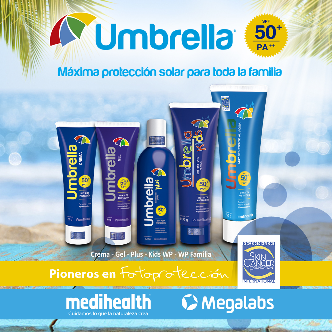 En estas vacaciones protege tu piel con la Máxima Protección Solar que te ofrece #UmbrellaProtectores

Disponible en las principales cadenas de farmacias del país y farmacias independientes.

#Vacaciones #Medihealth #Megalabs