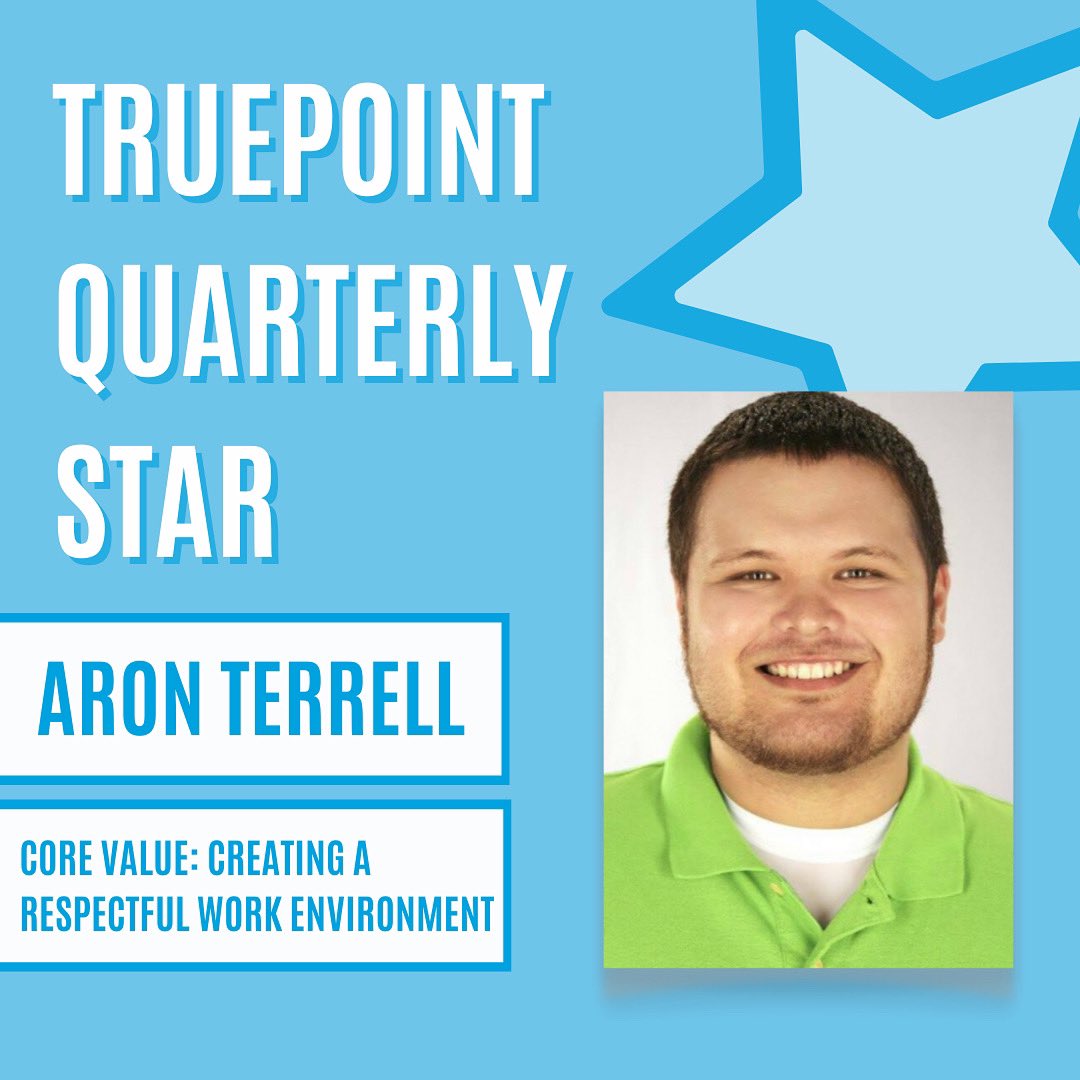 TruePointAgency's tweet photo. Our TruePointers recognize Aron Terrell as the recipient of our Quarterly Star Award for Q1!

Thank you, Aron for creating a respectful work environment and being a #star TruePointer! ⭐️ https://t.co/G3kboFgln0