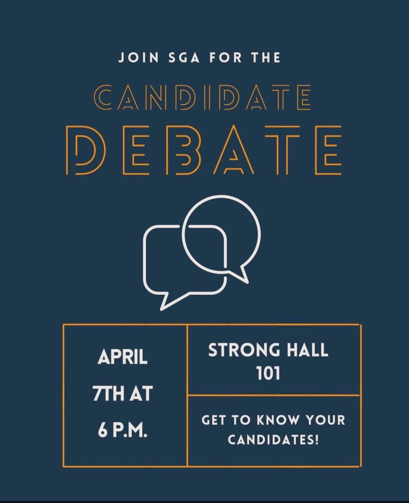 What’s up Vols! 👋 Candidate debate happening tomorrow! Learn more about the people you’ll be voting for! 🤔