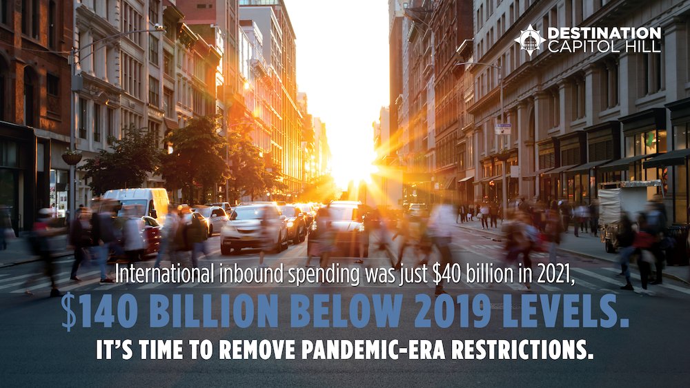 USTravel's tweet photo. To accelerate international travel’s return, we must remove required pre-departure testing for fully vaxxed international travelers and lift the federal mask mandate on public transportation. #DCH22 https://t.co/tlyMEON08S