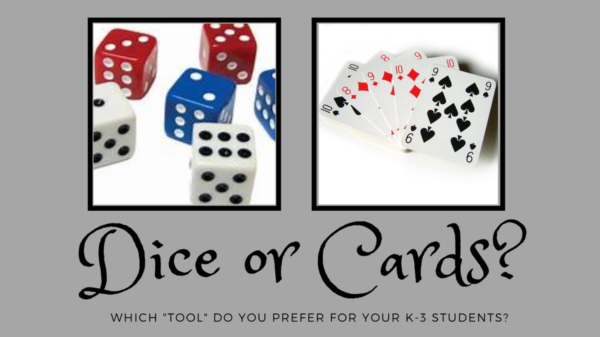 rochellemcd76's tweet image. Concrete learning must happen prior to pictorial &amp;amp; abstract learning.  Using manipulatives with all ages of Ss helps bring connectivity to learning concepts.  
When it comes to our littles (k-3), which manip do you prefer?  Dice or Cards? 
#buildingthinkers #buildingconnection