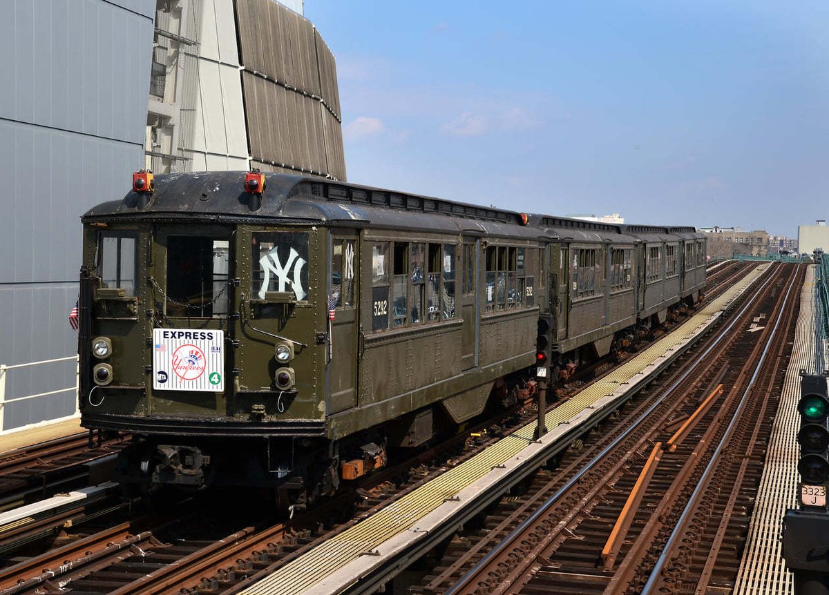 Show off your pinstripe pride in subway style with a ride on our 1917 Lo-V train to the <a href="/Yankees/">New York Yankees</a> #HomeOpener this Friday, 4/8! Catch the #TrainToTheGame on the uptown 4 train platform at <a href="/GrandCentralNYC/">Grand Central Terminal</a> at 11am on Friday for a non-stop ride to 161st Street – @YankeeStadium.