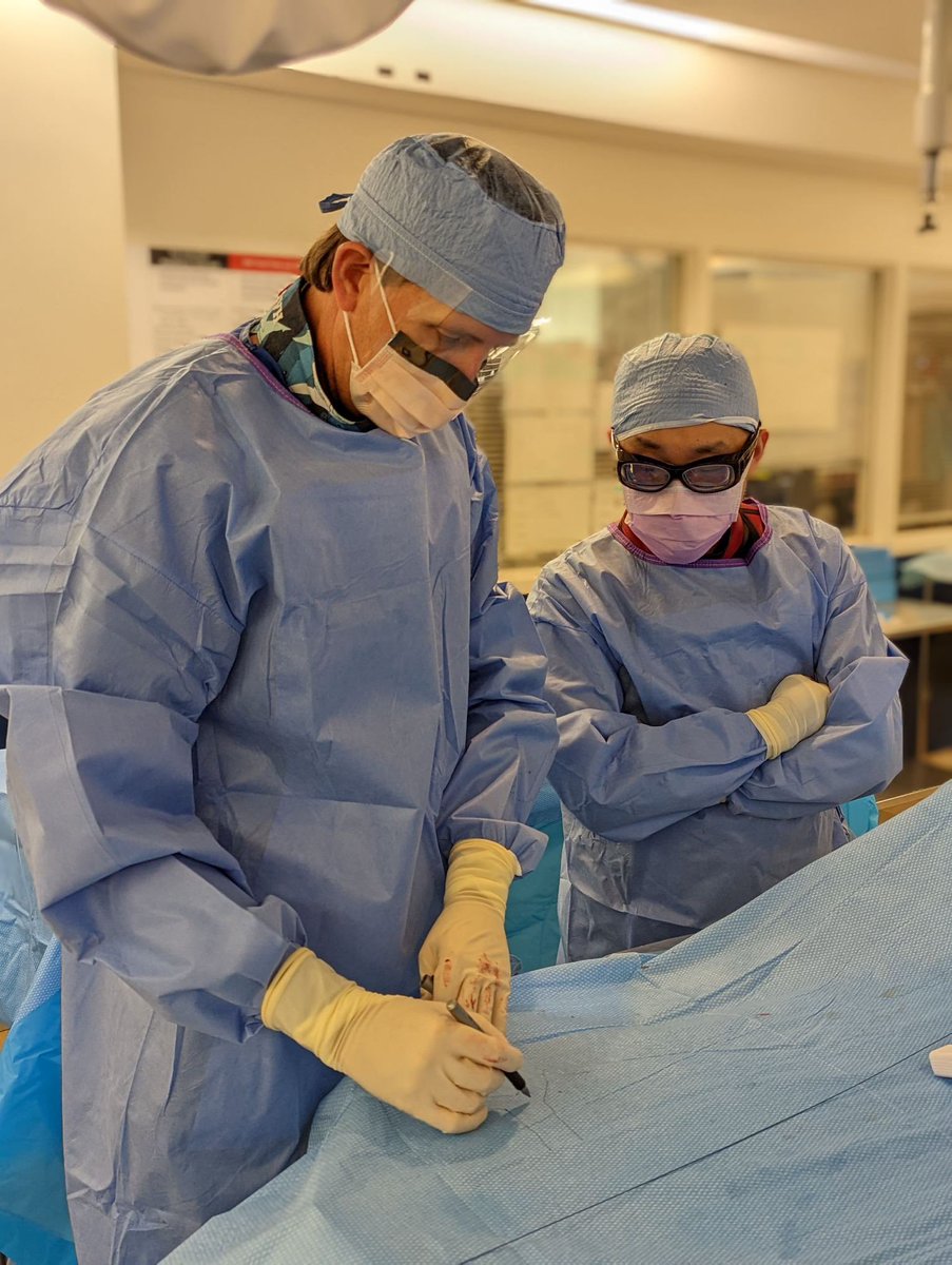 The best teaching is real-time. Using a sterile pen on the sterile drape as my “chalk and blackboard” to teach my resident about stent landing location. @Stanford_IR @StanfordMed @JVIRmedia