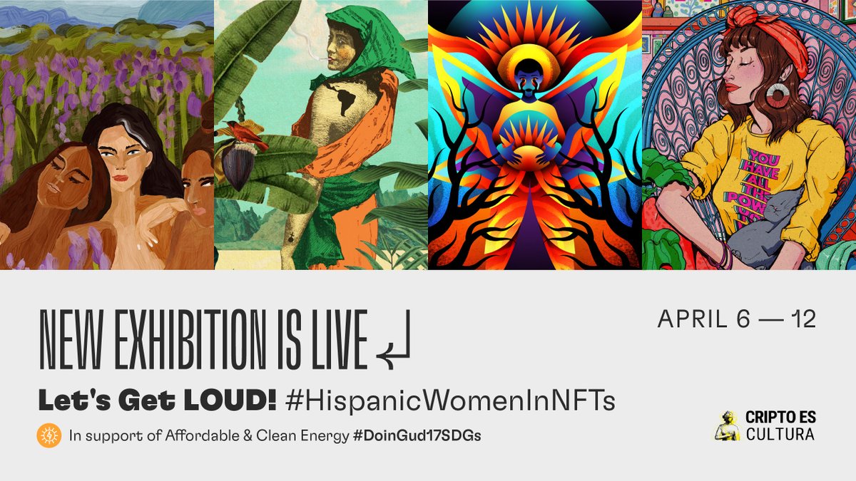 DoinGud ( :D , :D ) (@doingudhq) on Twitter photo 🥳 The first #DoinGud17SDGs exhibition is created by <a href="/criptoescultura/">Sabrina S. Bonini</a>, a Spanish speaking collective of women creators who are collecting funds for United Nations’ 7th Sustainable Development Goal: Affordable & Clean Energy.
Live NOW! 👇
doingud.com/exhibition/let… 🥳 The first #DoinGud17SDGs exhibition is created by <a href="/criptoescultura/">Sabrina S. Bonini</a>, a Spanish speaking collective of women creators who are collecting funds for United Nations’ 7th Sustainable Development Goal: Affordable & Clean Energy.
Live NOW! 👇
doingud.com/exhibition/let…