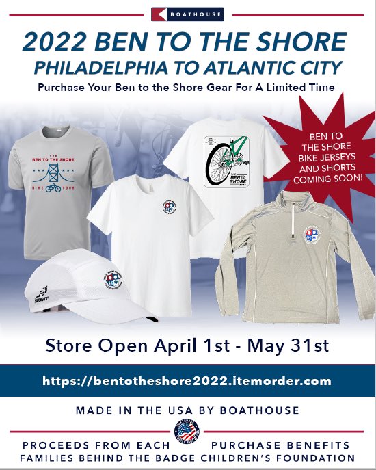 FBBChildrens's tweet photo. Our online store through @BoathouseSports is open now through May 31st! Grab your favorite apparel from Ben to the Shore jerseys and hats to #FBBCF t-shirts and pullovers. Visit 
https://t.co/gNg9m9m8d1 to start shopping! 🛒 💙 https://t.co/0qkPwiKFIL