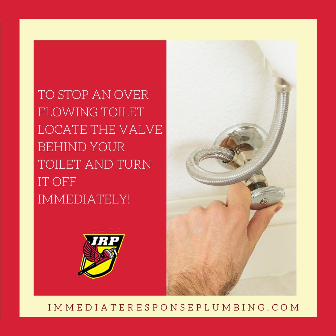 IRPlumbing's tweet photo. To stop an overflowing toilet locate the toilet valve behind your toilet and turn it off immediately! 
Then call US at 210-496-6900

#toiletoverflow #toiletvalve #cloggedtoilet https://t.co/V79SARNJMJ