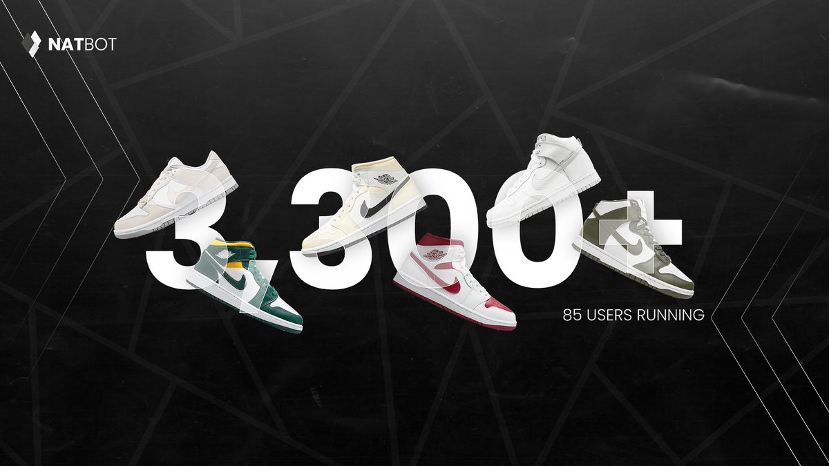 NATAIOBOT's tweet photo. From Dunks to Jordans, we have covered everything 😜

Short insight into recent success with a very few number of users running

Are you looking to JOIN us? If that's the case THEN:
Like, RT and let us know down below why we should give you a weekly🤩 https://t.co/Yk1MYy72hL