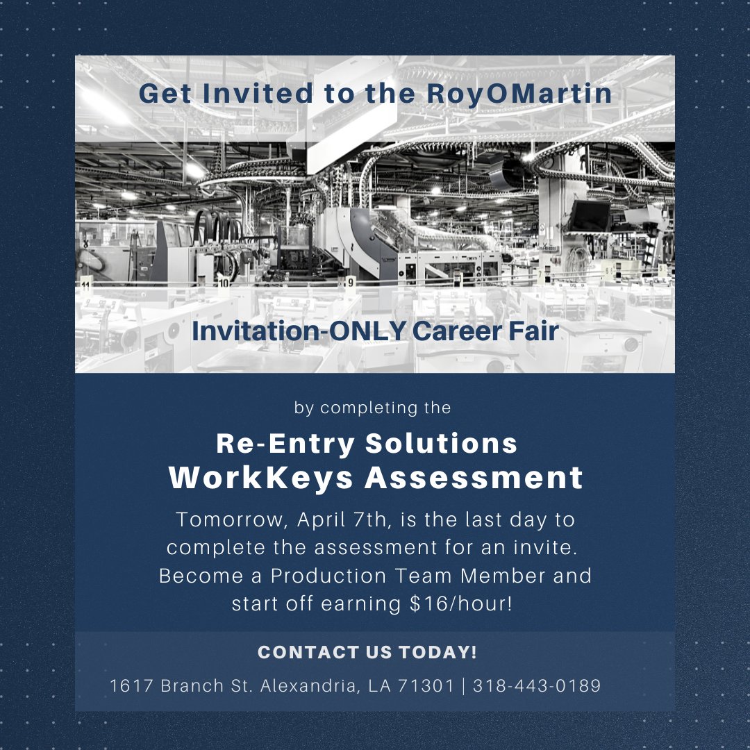 ReEntry4CENLA's tweet image. #workkeys #WorkforceWednesday #employmentopportunity