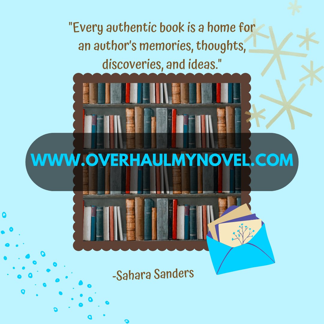 "Every authentic book is a home for an author's memories, thoughts, discoveries, and ideas." - Sahara Sanders. Discover new ideas at overhaulmynovel.com
.
.
.
.
.
#quotes #QOTD #saharasanders #memories #thoughts #ideas #discoveries #writingquotes #quote #quoteaboutwriting