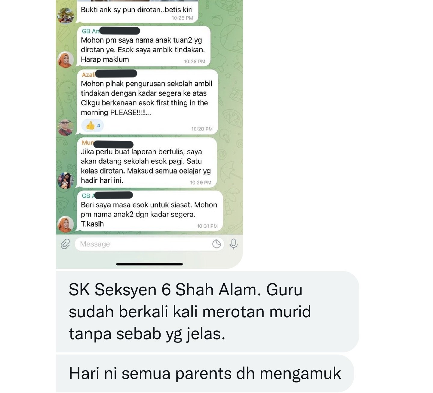 Saya telah dirotan