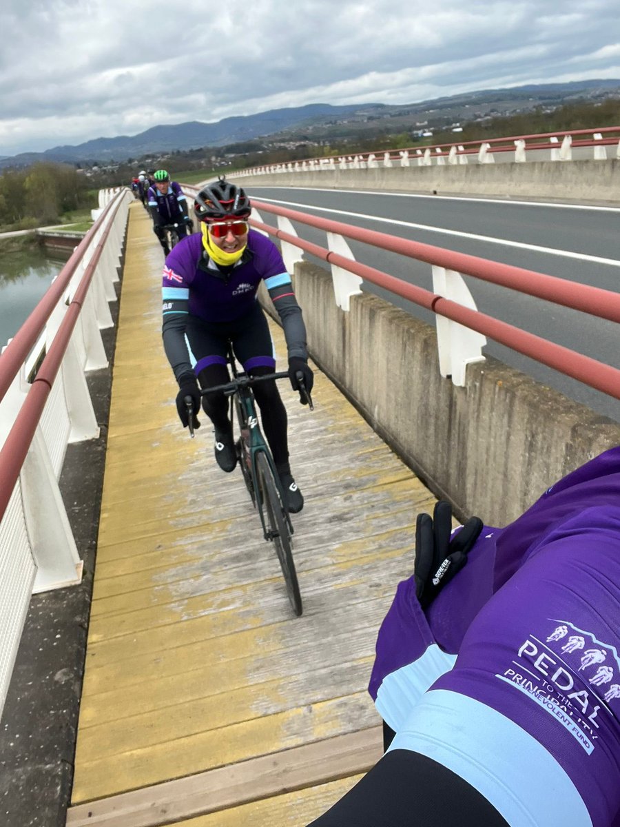 dmrc_benfund's tweet photo. Day 6 P2P update. Arrived in Lyon after another gruelling day on the road for our riders. Everyone a bit sore but safe. Beautiful scenery today and big hills. A better day for the logistics team too!! Please keep supporting the team, thank you for your kind messages🇬🇧🚴🇫🇷 https://t.co/yTclC7BbhO