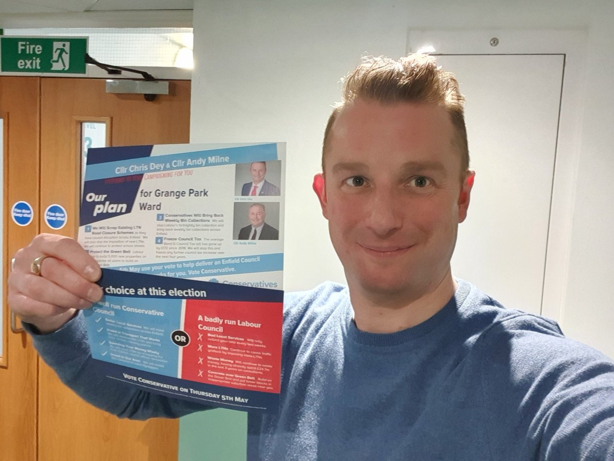 ChrisDey4Grange's tweet photo. Back out on the campaign trail this evening in Tower Point in my ward where is plenty of support from my home crowd.
#may5th
#voteConservative
#saveEnfield https://t.co/36O17uBVbk
