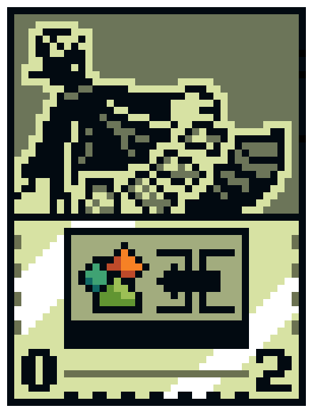 I've come up with a new Magick card, Card Trick, a rare this time with my take on an unused sigil called Filler :
use a Sappire, Ruby and Emerald mox to wipe your side of the field and play the first four cards in your hand.
#Inscryption #pixelart #ドット絵 #Inscryptionart