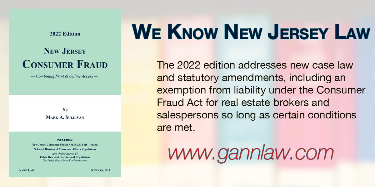 Gann Law on Twitter "2022 New Jersey Consumer Fraud by Mark A