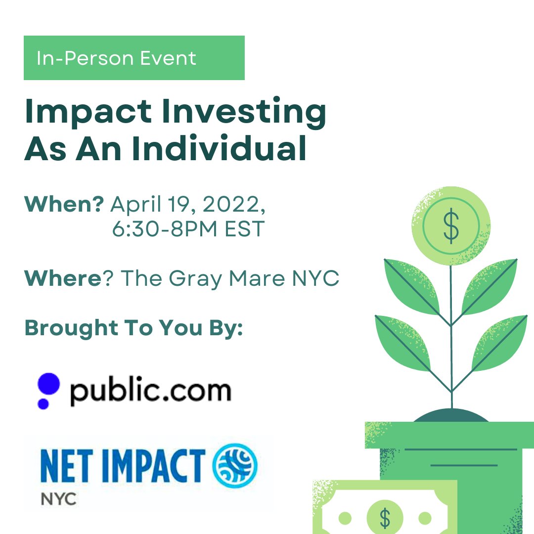 Join us for an IN-PERSON Event on April 19th at the Gray Mare NYC! Cost will be $15 for $50 worth of food/drinks as an opportunity to network with seasoned professionals. View Event Details/Speakers and Register today! eventbrite.com/e/net-impact-x…