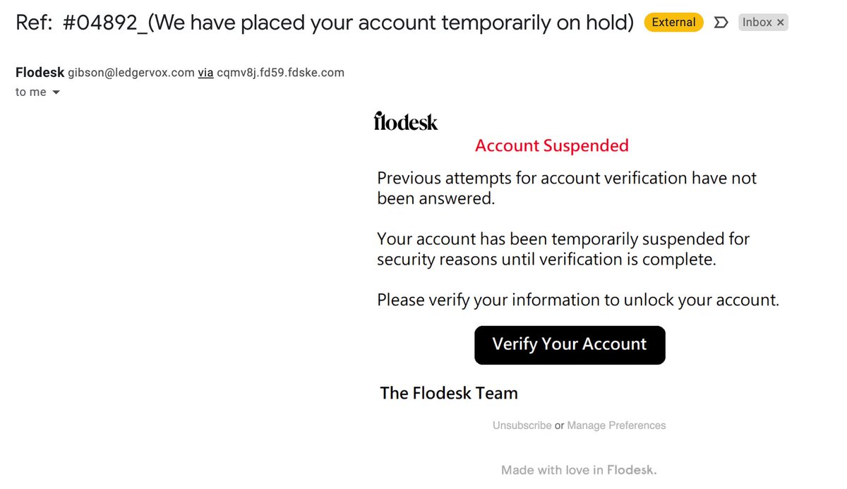 oakandkeys's tweet photo. @flodeskinc I just got an email from "Flodesk" and I think it's scam! Just a heads up that they might be sending this to everyone who uses Flodesk. https://t.co/yY2Mg3WWip