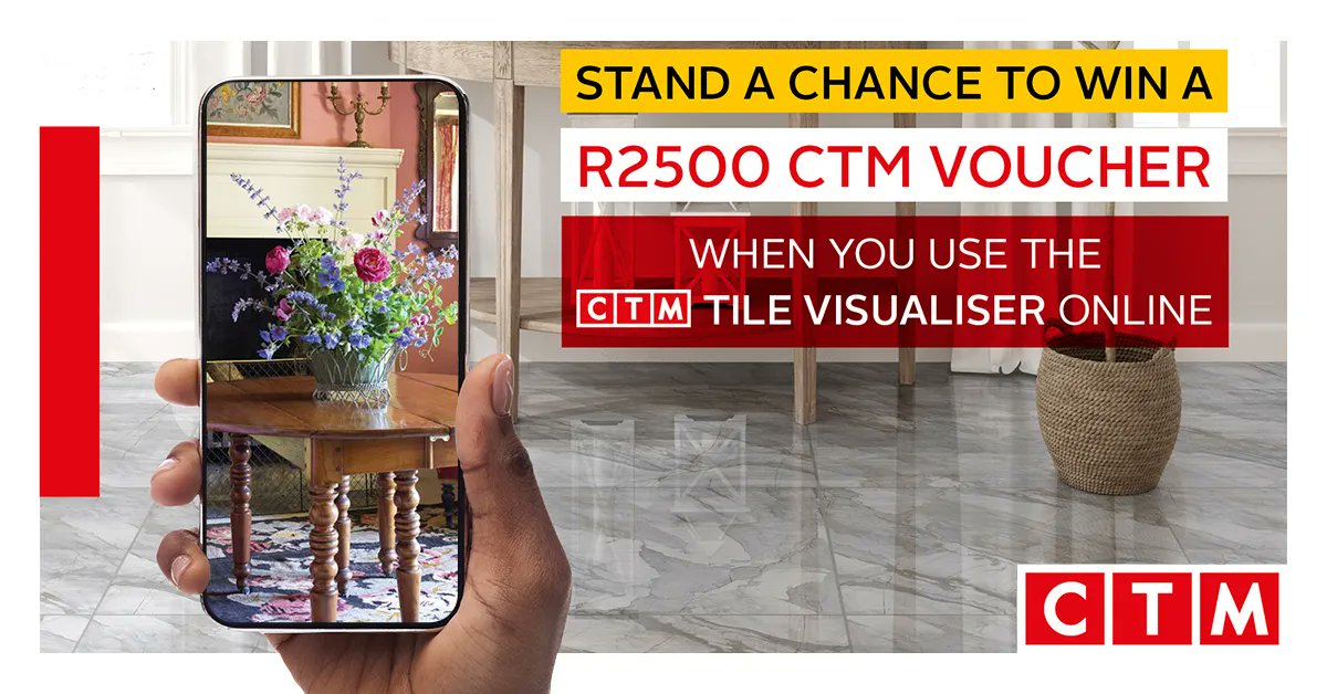 947's tweet photo. Stand a chance to WIN a R2,500 @ctmafrica voucher by creating the floors of your dreams!
Visit https://t.co/lPafKmXpQj take a photo of your bathroom & find your new bathroom floor style!
Share your before photo & new design, tag @947 & @ctmafrica use #CTMTileVisualiser! https://t.co/MNNItgxr4Q
