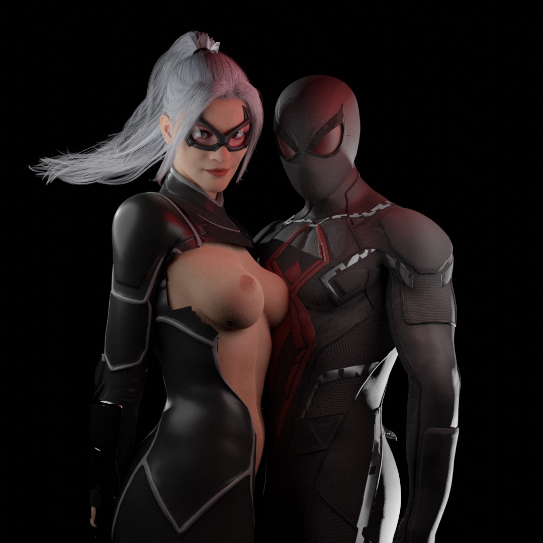eduardcreator's tweet photo. the cat and the spider ;) 

black cat by:@ibooperfooper 

#SpiderManPS4 #Marvel #blackcat #nsfw #SpiderMan https://t.co/tuArAyrTKO