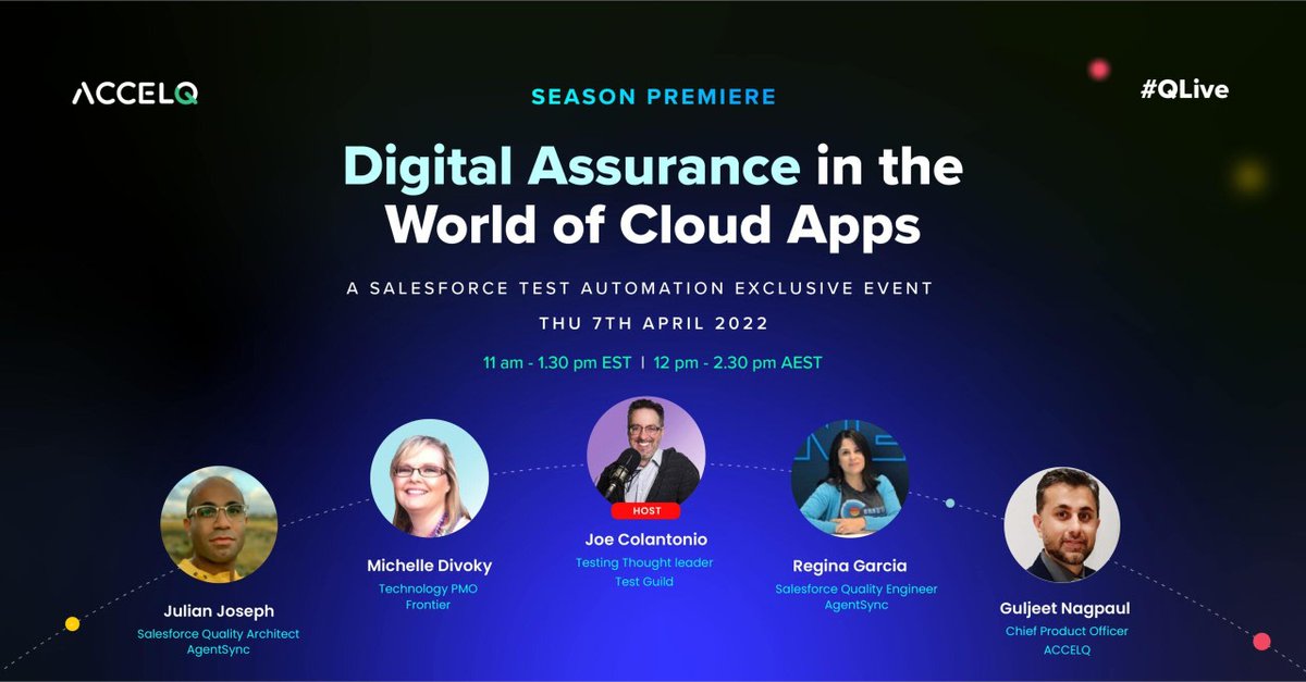 joecolantonio's tweet photo. Register for @ACCELQ's series on Salesforce test automation beginning on April 7 featuring Julian Joseph, Michelle Divoky, Regina Garcia, Guiljeet Nagpaul, and yours truly. 👉
https://t.co/LxRx3DNuiF #automationtesting #cloudapps #salesforce #salesforcetestautomation https://t.co/ylK72TIEOo