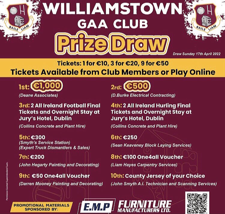 🔜⌛️ | 5 days left to buy online 

🎟 x9 for €50. 
🎟 x3 for €20. 
🎟 x1 for €10.

🔗 klubfunder.com/Clubs/Williams…