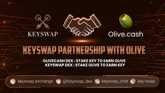 FLS_News_1's tweet photo. 🗝️ @keyswap_dex Has Partners With @OliveCashBsc
🚜#OliveCash Dex:
https://t.co/jE0uwhU46Q
✅Stake $KEY
✅Earn $OLIVE
🚜#KeySwap Dex:
https://t.co/FaxwtxVmK2
✅Stake $OLIVE
✅Earn $KEY
#FLS https://t.co/gBoY1A5EWz