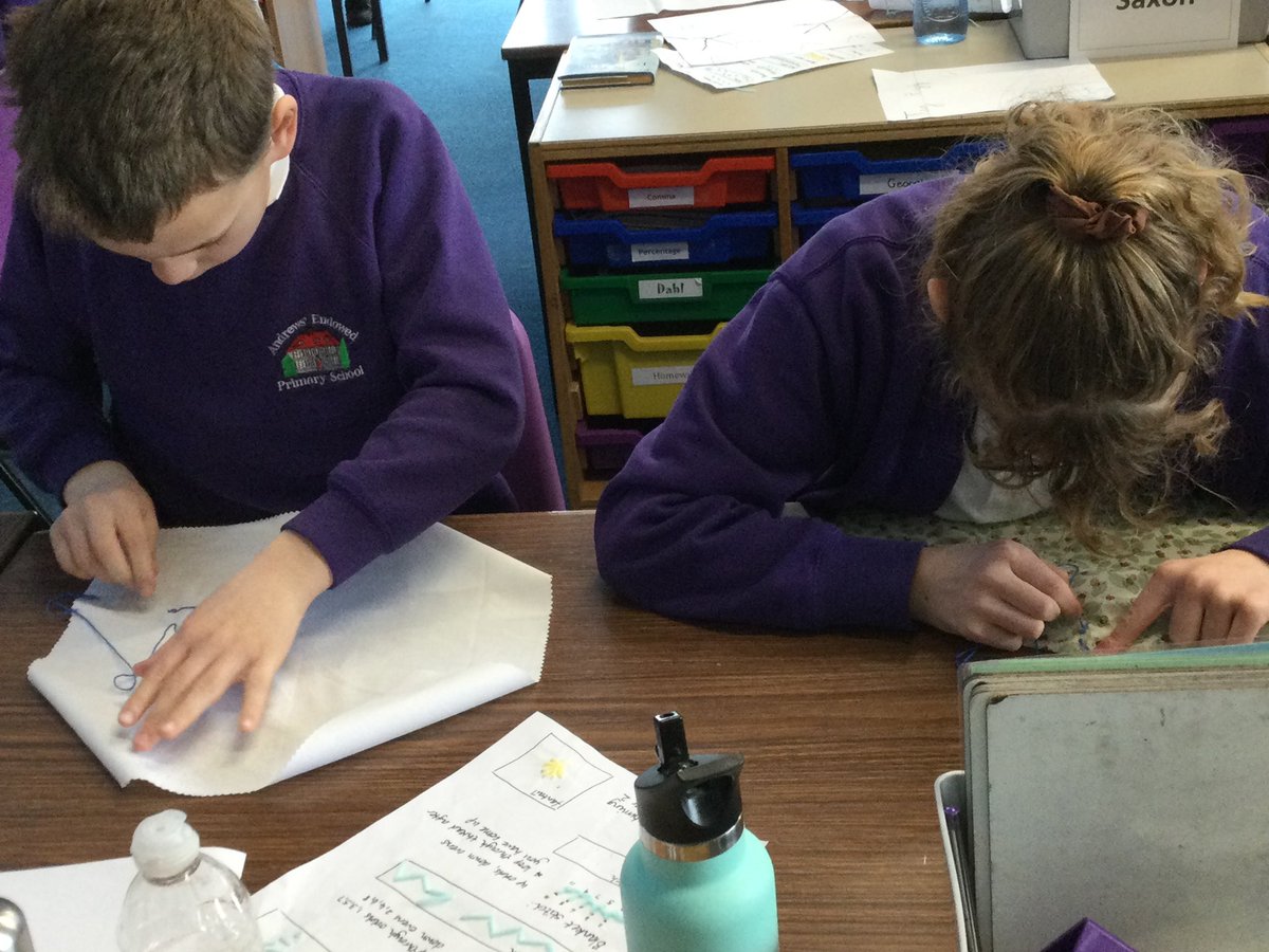 AndrewsSchool1's tweet photo. Our Year 5 children were busy this afternoon stitching their designs on their chosen fabrics after practicing the different stitches. Thank you to the team of helpers who shared their guidance. We appreciate your time. #stitchingtime https://t.co/CgQmuLsQzc