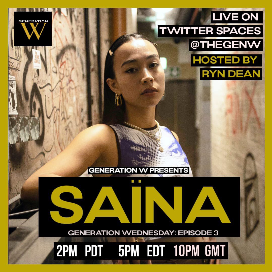TheGenW's tweet photo. #GenerationWednesday Episode 3 with @saina_music 2 pm PDT | 5 pm EDT | 10 pm GMT
📸: Victoria Wai at Generation W x Soho https://t.co/ezODcRMU2T