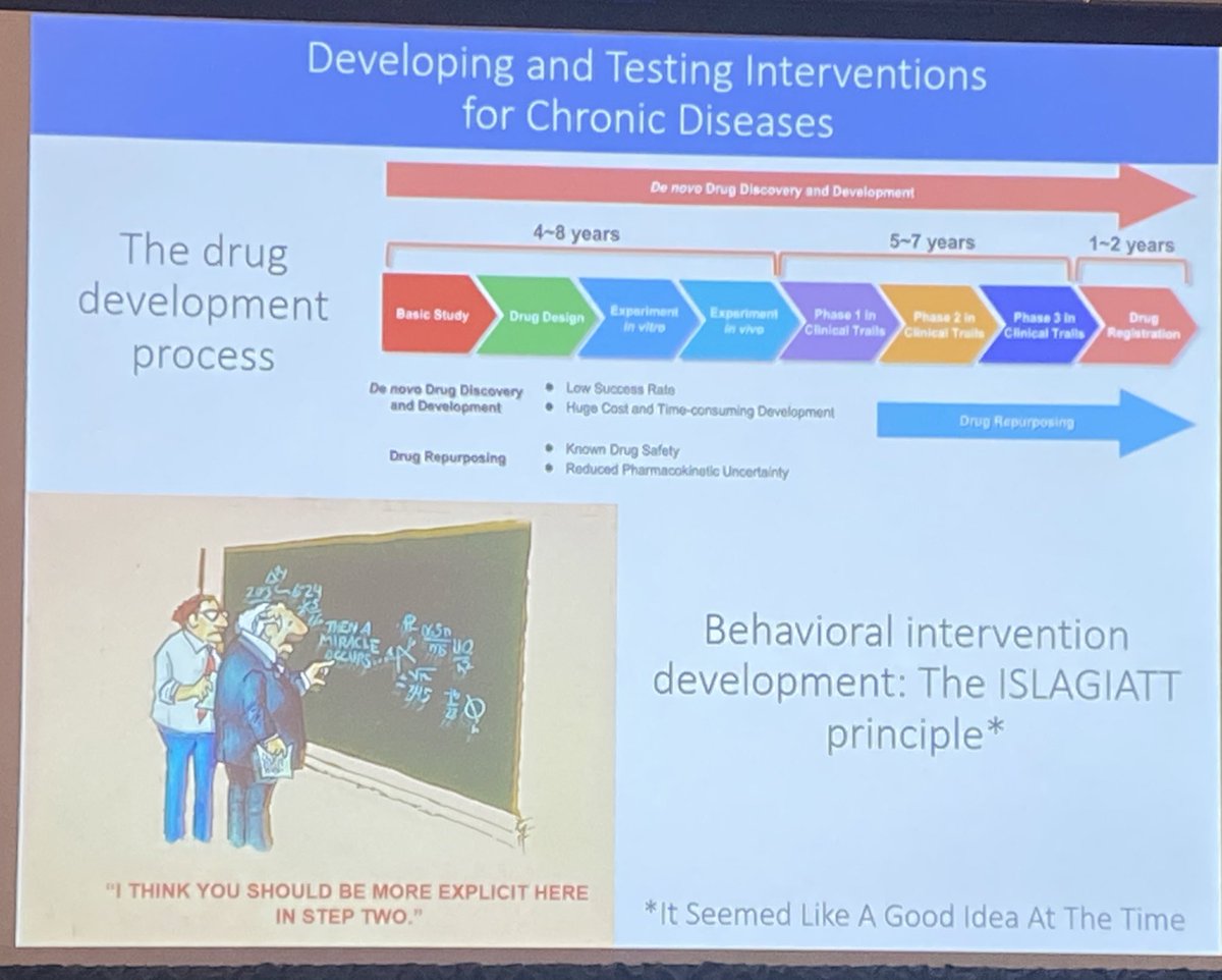 DrPlatter's tweet photo. We have a process to develop and evaluate drugs, but we do not have a similar process for health behavior interventions. Learning the #ORBITModel to progress from basic research to more clinical or applied stages focused on public health impact. #SBM2022 https://t.co/VXshN4bRN9