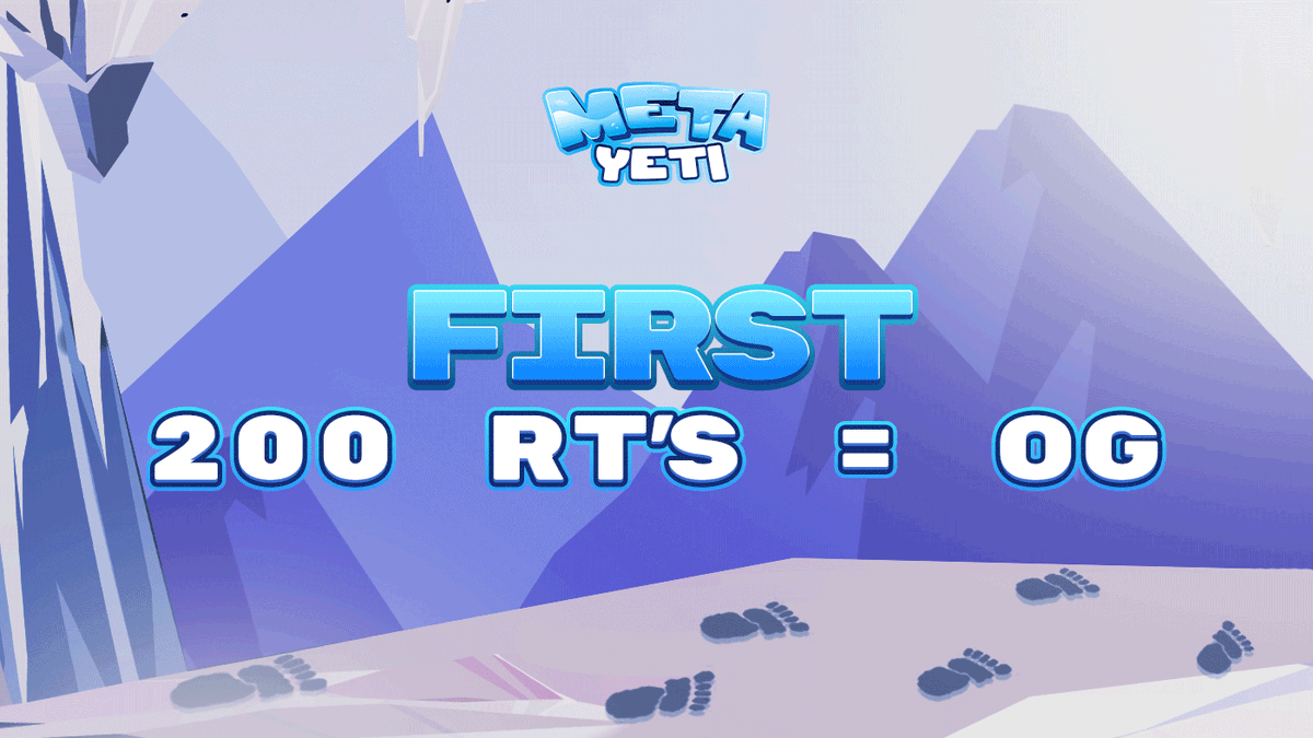MetaYetiGame's tweet photo. 🧊 First 200 RT’s + Bell on = OG 🧊

Every Retweet with this post will be considered for #icelist = whitelist spot! 
#LUNAtics #bigfoot #MakeYourFootprint https://t.co/Pr7ssUnf2m