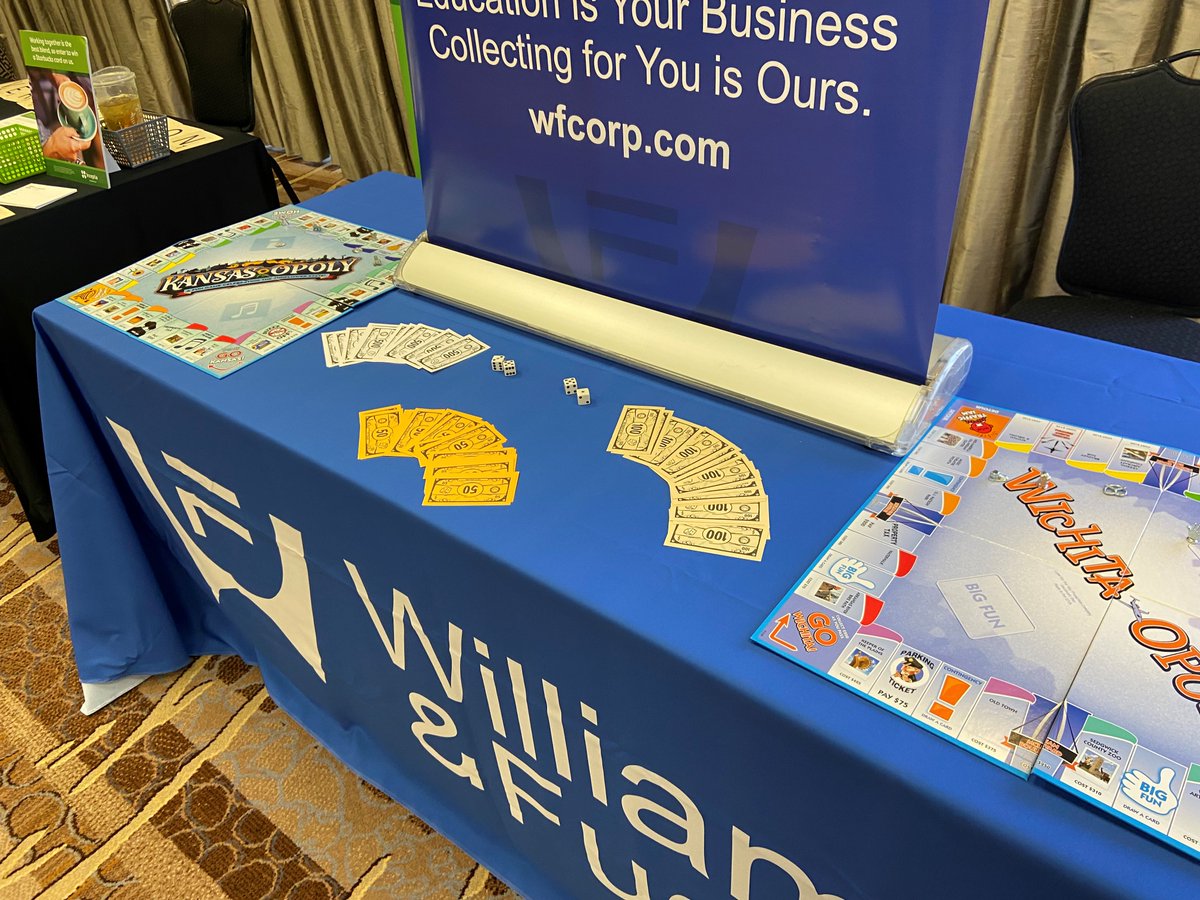 williamsfudge's tweet photo. We're proud sponsors of the Kansas Association of Student Financial Aid Administrators Spring Conference in Wichita, Kansas! Dave Wilber is having some fun with the Kansas-opoly & Wichita-opoly at our booth in honor of this year's theme "Let the Games Begin"!🎲#WFConnects #KASFAA https://t.co/HJpVozJHDW