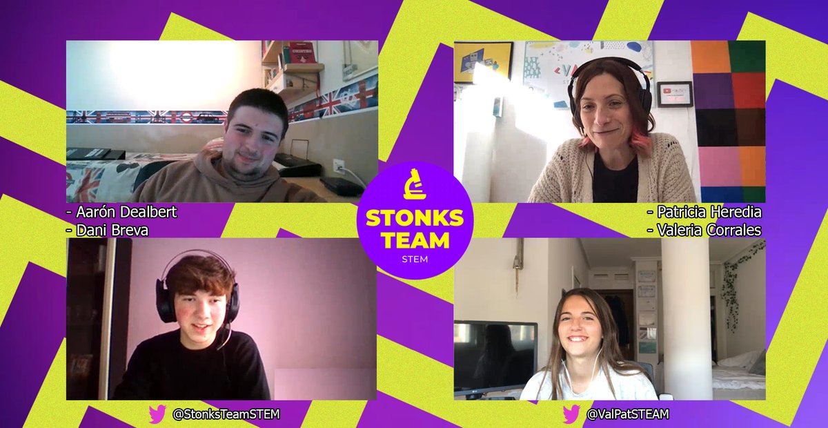 StonksTeamSTEM's tweet photo. Ya estamos trabajando en las entrevistas con nuestras chicas #STEM
¡¡Ayer entrevistamos a 3 chicas de lo más interesantes!!

▶️🔴🎥 a @ValPatSTEAM con @valeriacch7 y @pherediagil 🥳
▶️🔴🎥 a @lulysauruss 🥳

!Muchas gracias por participar y colaborar con nosotros!✅
#StemStonks https://t.co/2UNRjBVUmE