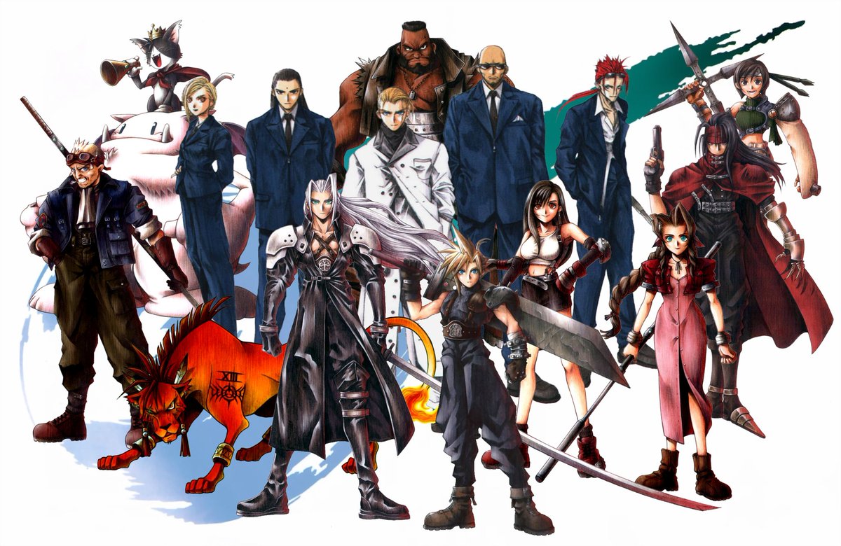 Borgz_TDC's tweet photo. #FinalFantasyVII meet the cast!
#CloudStrife #Sepiroth #AerithGainsborough #TifaLockhart #BarretWallace #YuffieKisaragi #CaitSith #RedXII #CidHighwind #VincentValentine #RufusShinra #Turks #Rude #Reno #Tseng #Elena https://t.co/3jjUIZrvfx