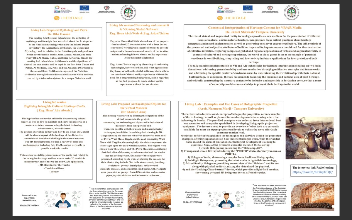 Check out the latest edition of the iHERITAGE Newsletter from Jordan on the Living Labs Program organized by project partner <a href="/jssrec/">Jordan Society for Scientific Research (JSSREC)</a> featuring special interviews and insights on the work of various experts here: linkedin.com/feed/update/ur…
@ENICBCMed