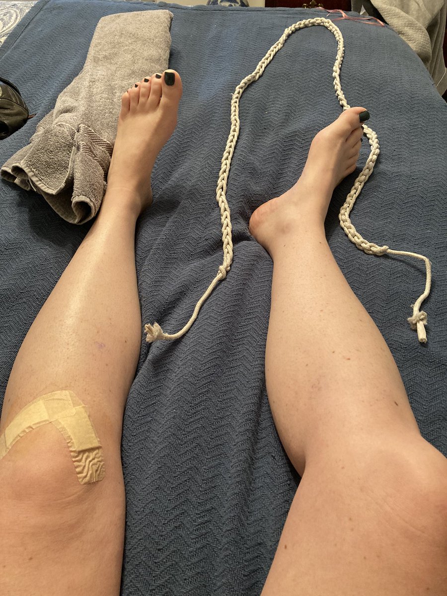 LouBonomi's tweet photo. My husband hoping these are signs of Autoerotic asphyxiation , then disappointed to learn they are tools used to do the home exercises PT gave me! #gotrope #physicaltherapy #homeprogram #sorrynotsorry https://t.co/koL9HLXZuA