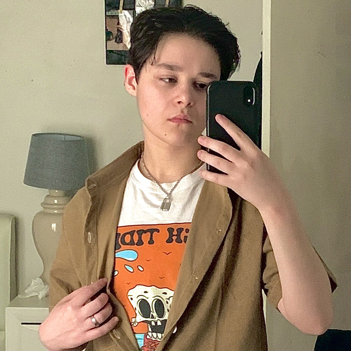 charxtwo's tweet photo. no one would ever guess that i have dead spongebob on my shirt https://t.co/OJxF4dbHJL