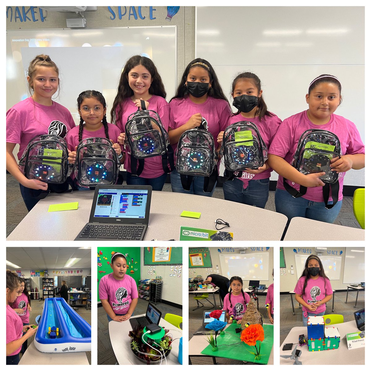 Phenomenal visit to see @TeacherCoats students’ @microbit_edu projects that were all based on @GlobalGoalsUN. Check out those Wearable Kindness Backpacks! #csforall #csforca #IEInnovationday