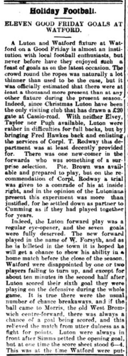 treblethree's tweet photo. On this day in 1917 Luton Town won 7-4 at Watford in the London Combination #VeryGoodFriday https://t.co/JDrU9SEK8b