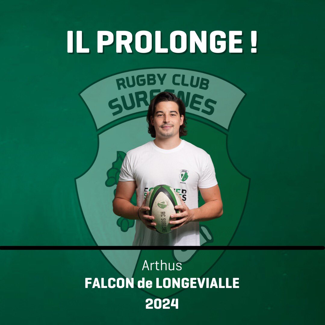 💚🖤IL PROLONGE L’AVENTURE 

Laurent Piepszownik et Olivier Pouligny, nos 2 co-Présidents de la SASP, sont très heureux de vous annoncer la prolongation, pour la prochaine saison + 1 année en option de #ArthurFalcondeLongevialle 🤩

#TousVertsEtNoirs 

<a href="/villedesuresnes/">Ville de Suresnes</a> <a href="/acturugby/">Actu Rugby</a>