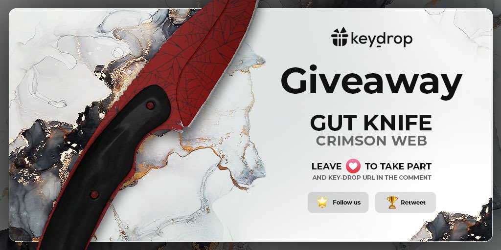 keydropcom's tweet image. Giveaway on★ Gut Knife | Crimson Web🎁

👊 Just leave❤️under the post!
🌟 Follow us!
🏆 Retweet!
 
⏰ Wait 24 hours!

#freeskins #csgoskinsgiveaway #csgoskinsfree #giveaway #airdrop #csgocases #csgocase #csgocommunity #csgoesport #skins #csgoskins #keydrop #keydropcom #csgo