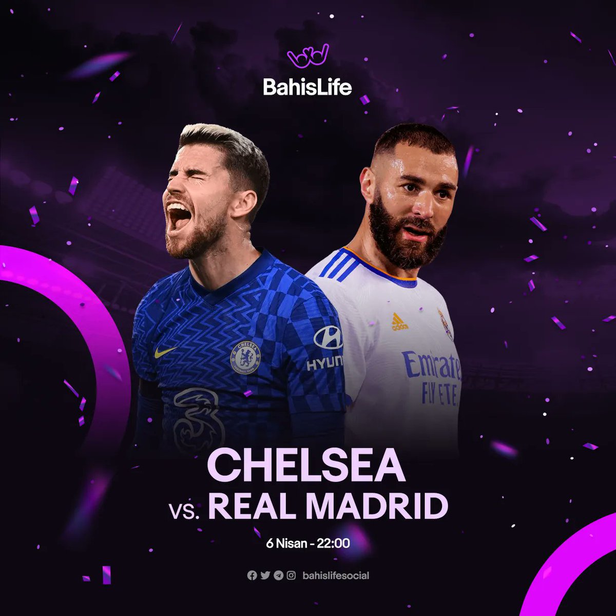 🏆 Şampiyonların vakti geldi! #UCL

🏴󠁧󠁢󠁥󠁮󠁧󠁿 Chelsea - Real Madrid 🇪🇸
🆚 Çeyrek Final
⏱ 22.00

👊 Şampiyonların heyecanı şampiyonların adresi BahisLife'ta!

📎 buff.ly/3AlXGdv