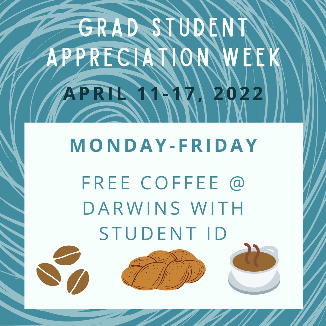 MITGradStudents's tweet photo. Next week is Grad Student Appreciation Week! #GradLove
☕Monday through Friday, enjoy free coffee at Darwins with your student ID! ☕
Check out the other events at https://t.co/KKLIJTLCDz https://t.co/ypAvrdceLe