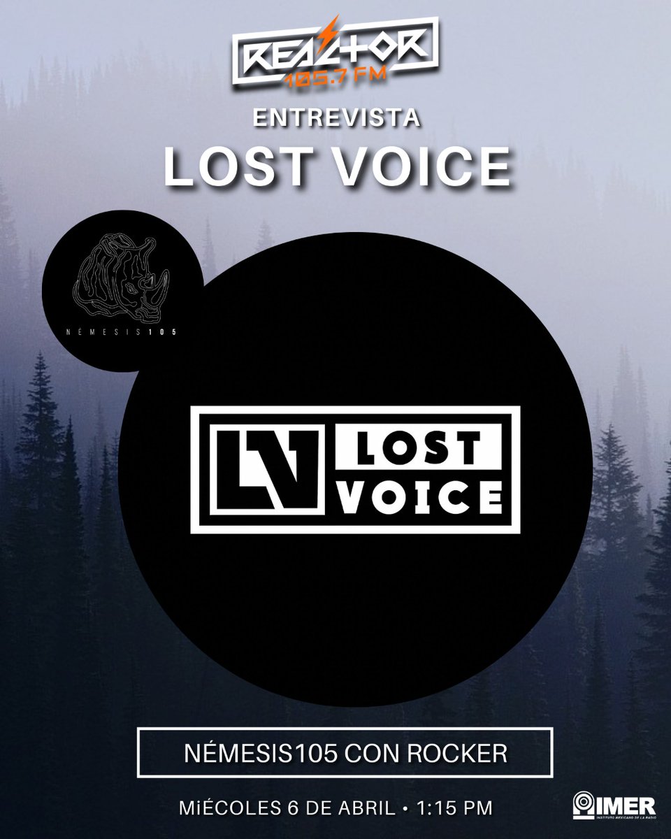 Reactor105's tweet photo. Prepárense para disfrutar de #Némesis105 a través de Reactor. No se pierdan este miércoles a @Rockerdrugo con las entrevistas que tendrá con @DesertNinos y a parte del staff de #LostVoice 🌵💿 https://t.co/ruS5CbnXHh