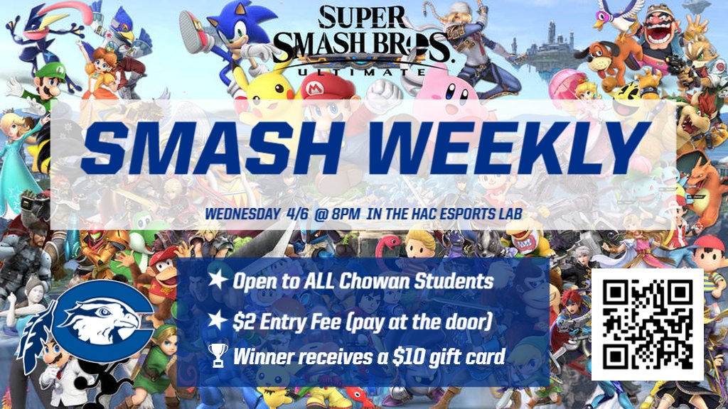 Smash weekly #2 is tonight!!! Open to ALL Chowan students! 

Hope to CU there!!
