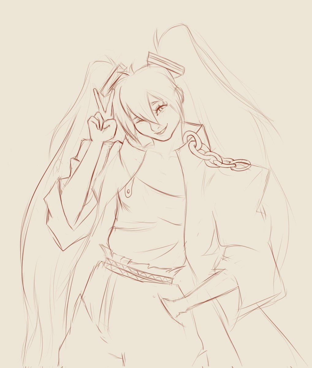 TheGhoulDraws's tweet photo. Shitpost wip that i started ages ago bc i was drunk and i saw a tiktok that made me think of jotaro and miku swapping clothes lol https://t.co/02zFyHg6JH