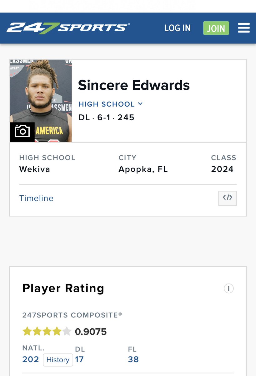 SincereEdwards0's tweet image. Blessed to be a 4⭐️ on 247 sports @247Sports #blessed