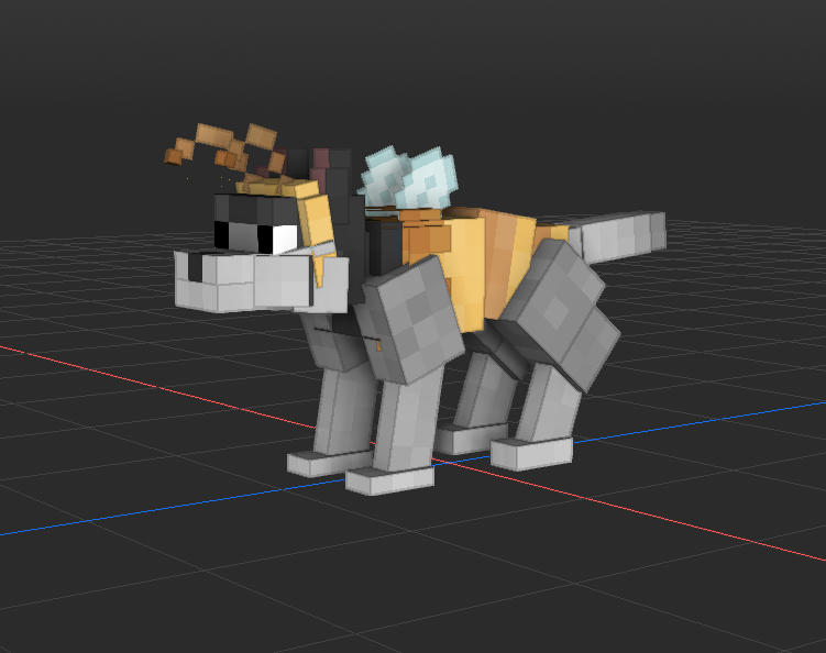 ILuckyShadowI's tweet photo. "Bee"wolf 
Вовк в костюмі бджоли.

#wolf  #Minecraft #model #mineimator #modelbench https://t.co/fC5bTY2lR3
