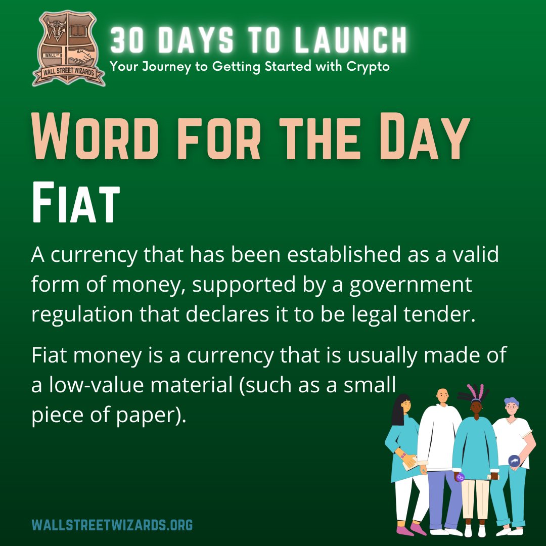 wallstwizards's tweet photo. If you don't have money (fiat) to begin your crypto investment journey, then you need to save some. Don't be concerned with the amount. You can start with as little as $20. You just need to start!
Word for the day: FIAT
#FinancialLiteracyMonth #makemoneywork365 #cryptoeducation https://t.co/Qoz3x7MY1J