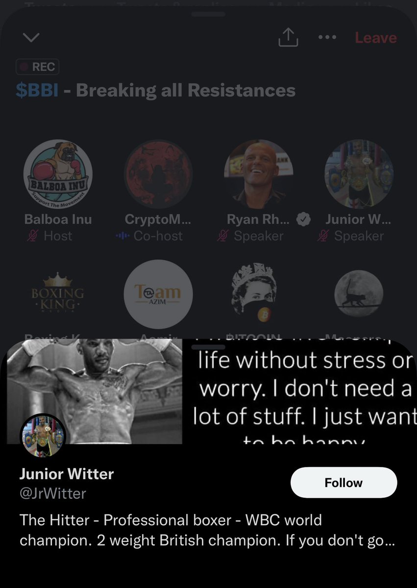 BITCOINTRAPPER's tweet photo. $BBI IS LEGIT AF @balboa_inu 

Projects barely begun we’ve had shoutouts from Naseem Hamed, @JrWitter in VC,Ryan Rhodes @26RLR Boxing King, Team Azim, @2SlickChris @adamsuperkid @HassanTheHitman NEW FIGHTER LOCKED IN TBA SOON. Apparently it’s a massive one. Stay tuned https://t.co/e3m84gtITk
